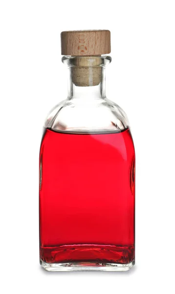 Botol Kaca Dengan Cuka Anggur Latar Belakang Putih — Stok Foto