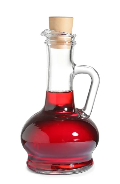 Glass Jug Wine Vinegar White Background — Stock Photo, Image