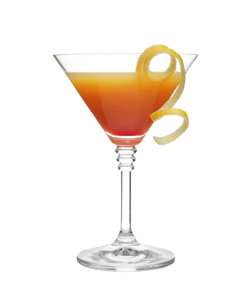 Bicchiere Cocktail Martini Con Scorza Limone Sfondo Bianco — Foto Stock