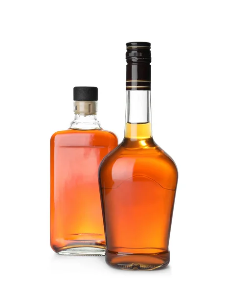 Flessen Van Scotch Whisky Witte Achtergrond — Stockfoto