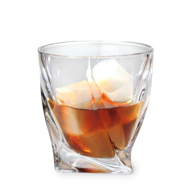 Glas Scotch Whisky Vit Bakgrund — Stockfoto