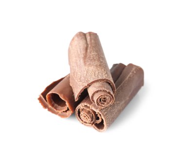 Beyaz izole dekor için çikolata bukleler