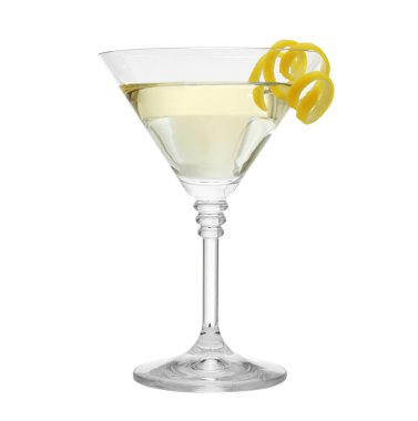 Limon damla martini beyaz arka plan üzerinde bardak