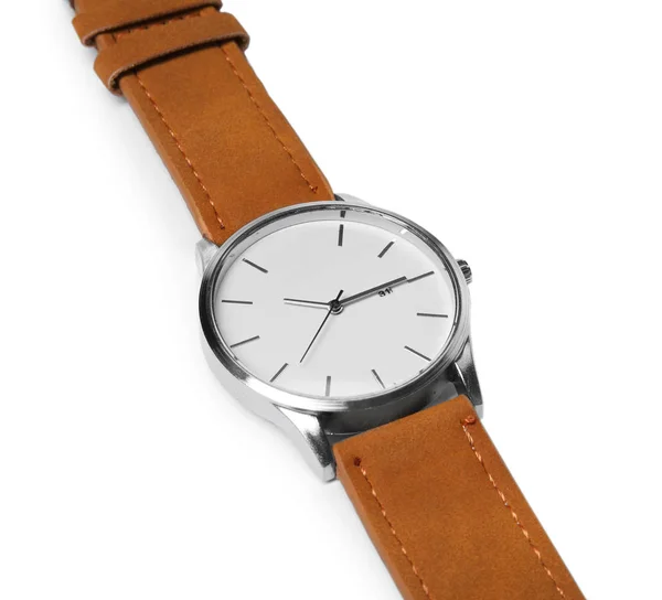 Elegante Reloj Pulsera Sobre Fondo Blanco Accesorio Moda —  Fotos de Stock