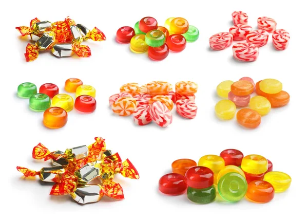 Background Boiled Bonbon Bright Candies Candy Child Childhood Collage Collection — Stock Photo, Image