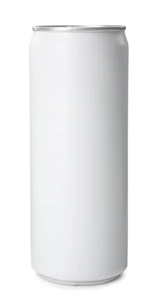 Lata Alumínio Vazio Com Bebida Fundo Branco Mockup Para Design — Fotografia de Stock