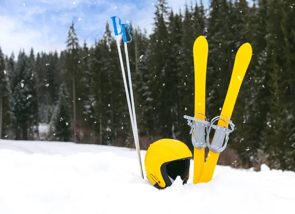 Equipo Esquí Nieve Aire Libre Espacio Para Texto Vacaciones Invierno —  Fotos de Stock