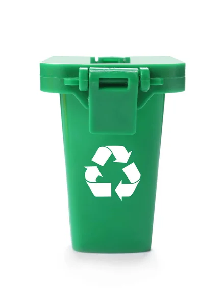 ゴミ箱 記号と単語を維持市整頓された白で隔離 廃棄物のリサイクル概念 — ストック写真