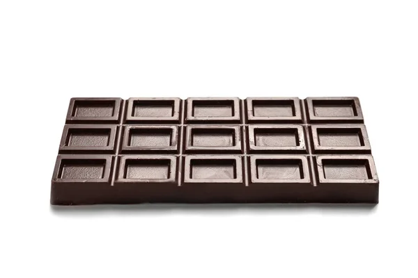 Barra Chocolate Escuro Saboroso Fundo Branco — Fotografia de Stock