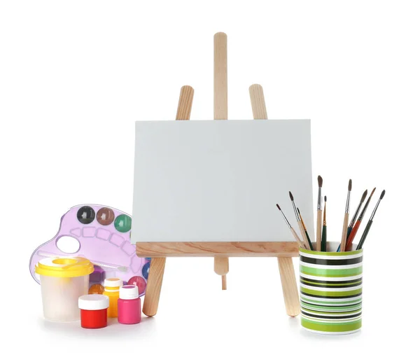 Wooden Easel Blank Canvas Board Painting Tools Children White Background  Stock Photo by ©NewAfrica 238253568