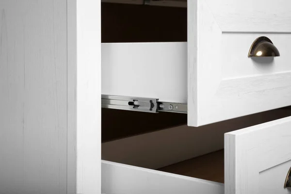 Dada Putih Laci Closeup Perabotan Untuk Ruang Lemari — Stok Foto