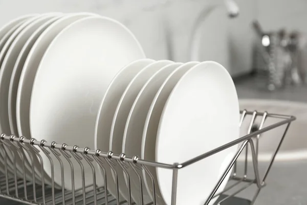 Drying Rack Clean Dishes Kitchen Counter — Stock Photo, Image