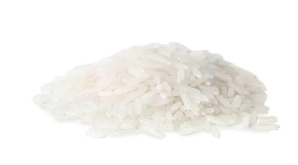 Uncooked Long Grain Rice White Background — Stock Photo, Image