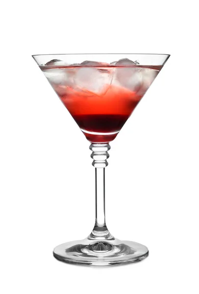 Bicchiere Cocktail Martini Con Cubetti Ghiaccio Sfondo Bianco — Foto Stock