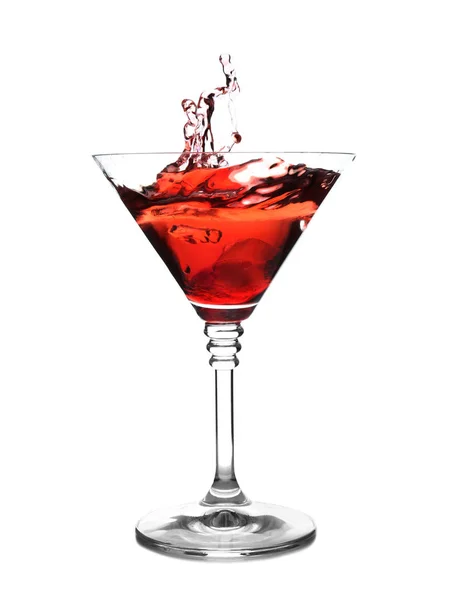 Glas Martini Cocktail Mit Spritzer Auf Weißem Hintergrund — Stockfoto