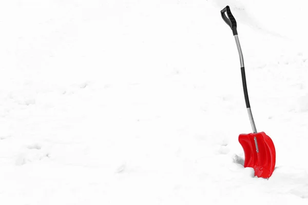 Shovel Snow Space Text Winter Outdoor Work — Stock Photo, Image