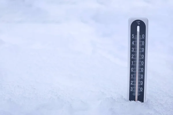 Modern Thermometer Snow Outdoors Space Text — Stock Photo, Image