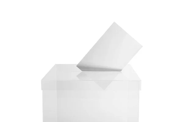 Caja Votación Con Voto Sobre Fondo Blanco Tiempo Elección — Foto de Stock