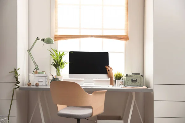 Light Work Place Computer Window Home Interior Design — Stock Photo, Image