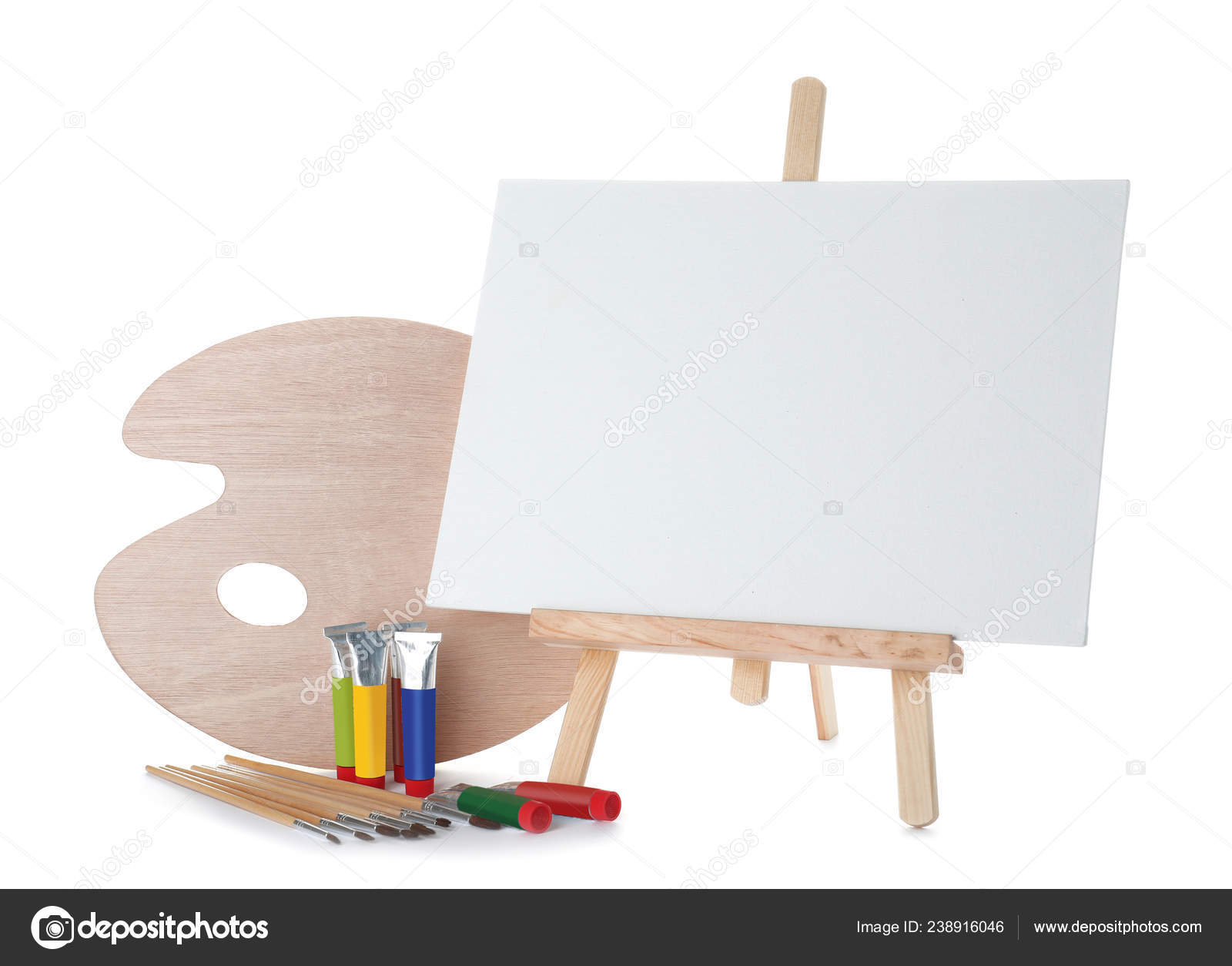 Blank white easel with canvas Stock Illustration #120695028