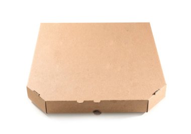 Beyaz zemin üzerine karton pizza kutusu. Food teslim