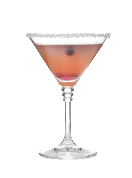 Verre Cocktail Martini Baies Sur Fond Blanc — Photo