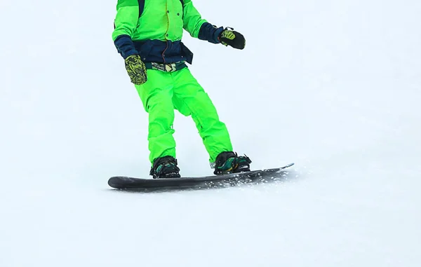 Snowboardåkare Sluttningen Resort Närbild Vintersemester — Stockfoto