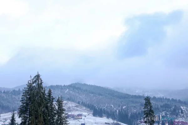 Beautiful View Small Town Snowy Valley Winter Vacation — Stock Photo, Image