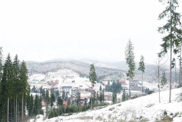 Hermosa Vista Pequeña Ciudad Valle Nevado Vacaciones Invierno —  Fotos de Stock