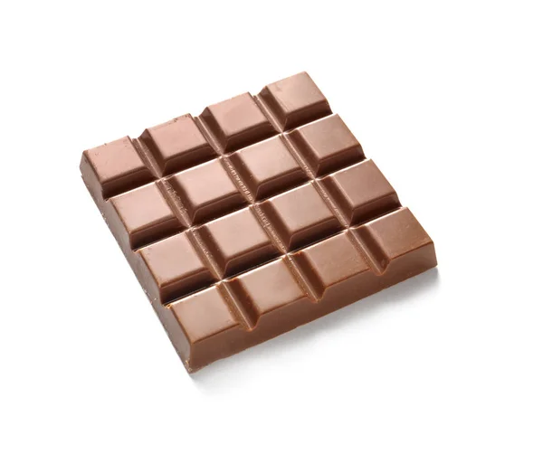 Barra Chocolate Com Leite Saboroso Fundo Branco — Fotografia de Stock
