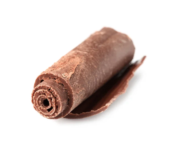 Curl Välsmakande Choklad Vit Bakgrund — Stockfoto