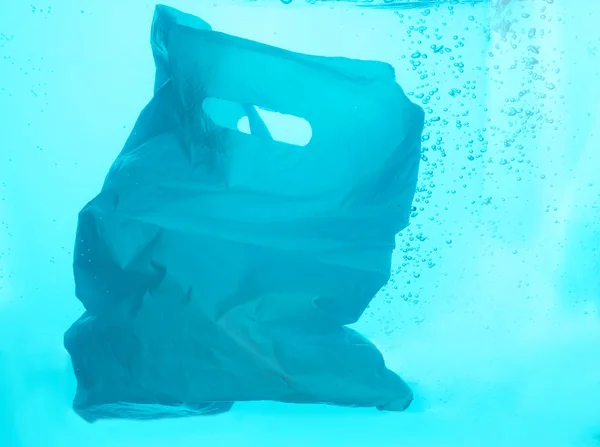 Plastic Bag Floating Blue Water Pollution Concept — Stock Photo, Image