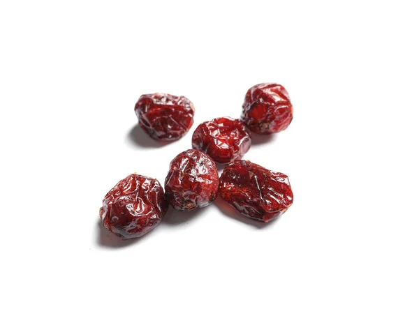 红莓在白色背景 顶视图 干果作为健康小吃 — 图库照片