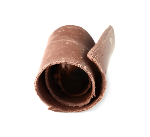 Locke Aus Leckerer Schokolade Auf Weißem Hintergrund — Stockfoto