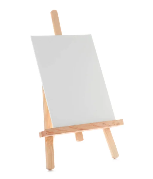 Wooden Easel Blank Canvas Board White Background Children Painting — Stock Photo, Image
