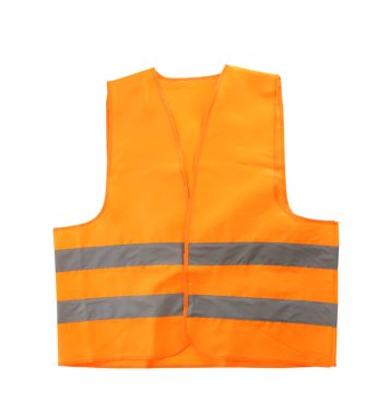 Beyaz arka plan üzerinde yansıtıcı yelek. Güvenlik ekipmanları