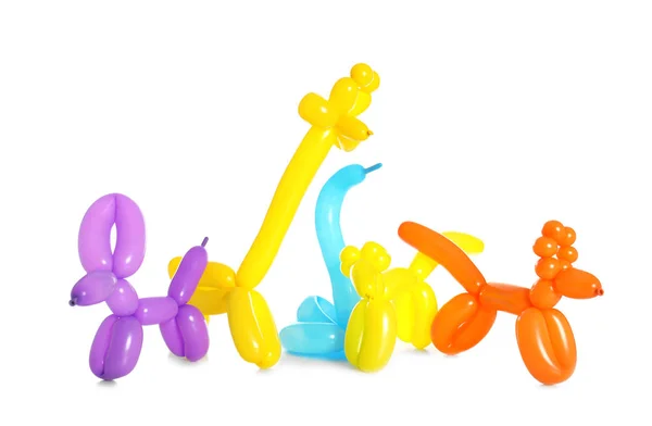 Animal Figures Made Modelling Balloons White Background — Stock Photo, Image