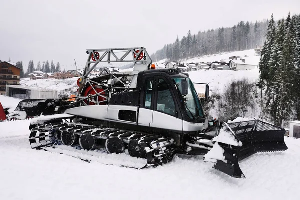 New modern snow plow at mountain resort