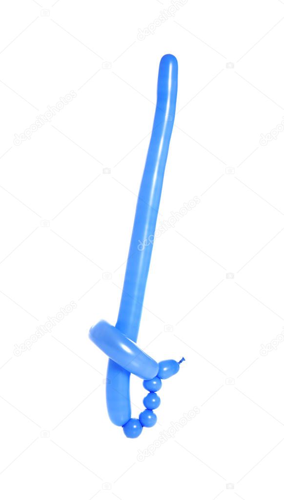 Sword figure made of modelling balloon on white background
