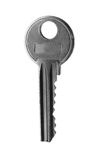 One Modern Steel Key White Background — Stock Photo, Image