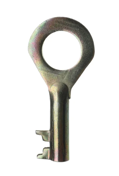 Beyaz Zemin Üzerinde Bir Metal Modern Anahtar — Stok fotoğraf