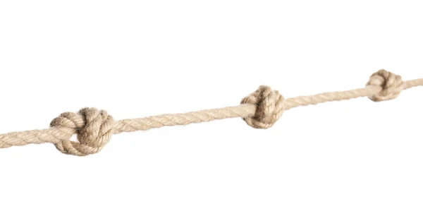 Seil Mit Knoten Auf Weißem Hintergrund Einfaches Design — Stockfoto
