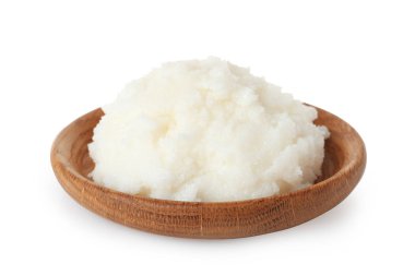 Shea yağı üzerinde beyaz izole kase