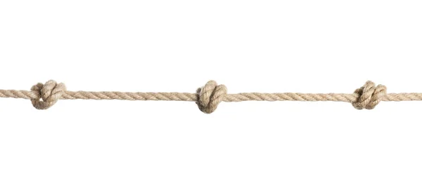 Seil Mit Knoten Auf Weißem Hintergrund Einfaches Design — Stockfoto