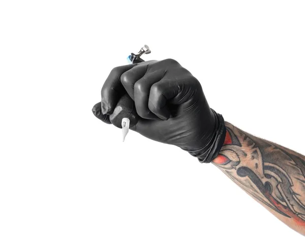 Professional Tattoo Artist Machine White Background Closeup — Stock Photo, Image