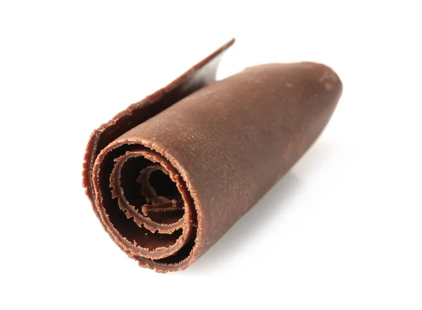 Leckere Schokoladenrolle Für Dekor Auf Weißem Hintergrund — Stockfoto