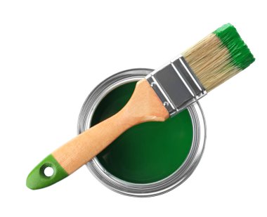 Boya ve beyaz arka plan üzerinde fırça, görünümü top