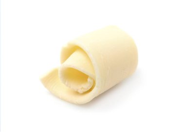 Beyaz arka planda dekorasyon için lezzetli çikolata kıvırcığı