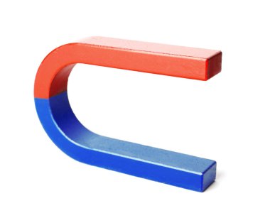 Beyaz izole kırmızı ve mavi nal mıknatıs