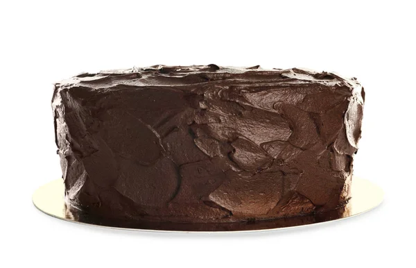 Вкусный Домашний Шоколадный Торт Белом Фоне — стоковое фото